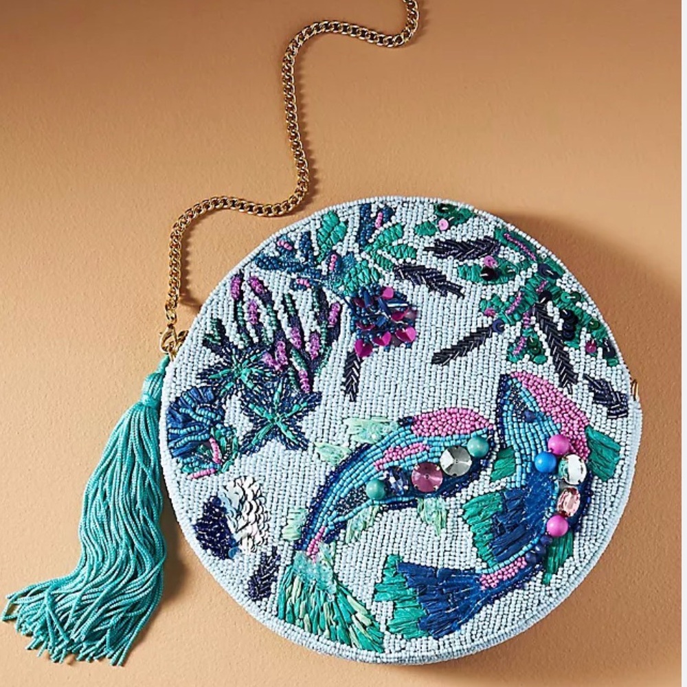 Anthropologie Under the Sea Beaded Clutch Bag - brand new!
